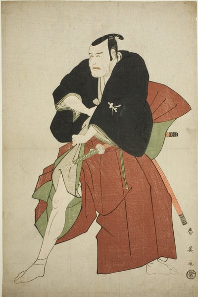 Näyttelijä Matsumoto Koshiro IV Kakogawa Honzona näytelmässä Kanadehon Chushingura, joka esitettiin Kawarazakin teatterissa viidennessä kuussa vuonna 1795. tekijältä Katsukawa Shun