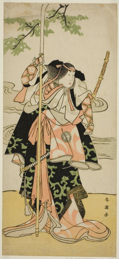 Näyttelijä Segawa Kikunojo III rouva Tomoen (Tomoe Gozen) rouvana näytelmässä Yasa Gumbai Miyako no Jindori, joka esitettiin Miyakon teatterissa yhdentenätoista kuukautena vuonna 1793. tekijältä Katsukawa Shun