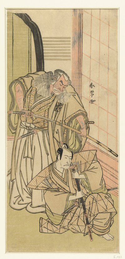 Näyttelijät Nakamura Nakazo I ja Ichikawa Danjuro V als edellieden tekijältä Katsukawa Shunjo