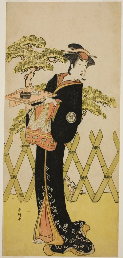 Näyttelijä Segawa Tomisaburo II rouva Masagona (Masago Gozen) () näytelmässä Genji Saiko Kogane no Tachibana (), joka esitettiin Ichimura-teatterissa () yhdentenätoista kuukautena vuonna 1788 (). tekijältä Katsukawa Shunkо̄