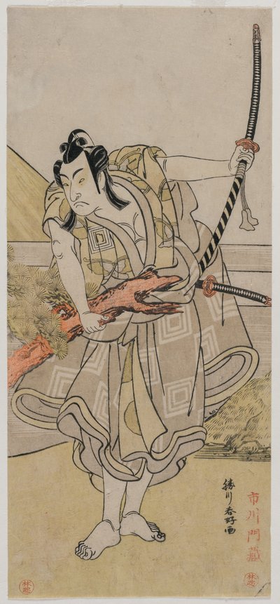 Ichikawa Monnosuke II hahmona Soga no Gorō tekijältä Katsukawa Shunko