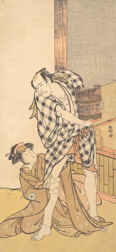 Kohtaus näytelmästä Yoshitsune ja tuhat kirsikkapuuta Yoshitsune..., 8. tai 9. kuukausi, 1784. tekijältä Katsukawa Shunko