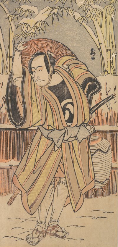 Viides Ichikawa Danjuro miehenä talviasuissa, päivätty 1788. tekijältä Katsukawa Shunko