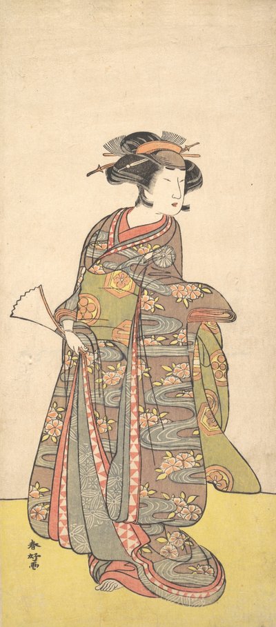 Ensimmäinen Nakamura Tomijuro naisena, luultavasti 1777. tekijältä Katsukawa Shunko