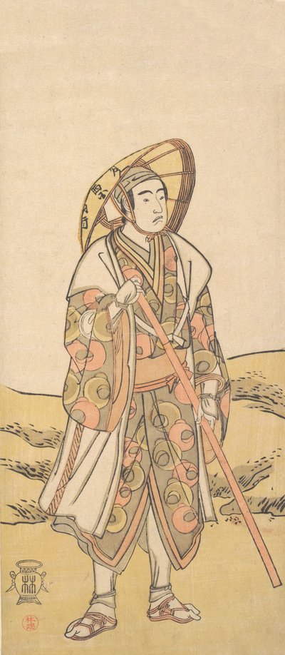 Kolmas Sawamura Sojuro pyhiinvaeltajana Kannonin pyhäkköön, n. 1784-88. tekijältä Katsukawa Shunko