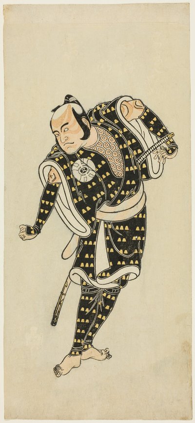 Näyttelijä Bandô Matatarô IV Gempachibyôena elokuvassa "Snowflakes: Plum Blossoms Kaomise" ("Mutsu no hana ume no kaomise") tekijältä Katsukawa Shunsho