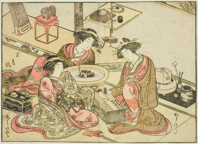 Yamashiroyan kurtisaanit, kirjasta "Mirror of Beautiful Women of the Pleasure Quarters (Seiro bijin awase sugata kagami)," voi. 2 tekijältä Katsukawa Shunsho