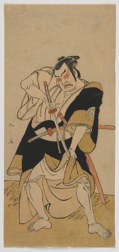 Kabuki-näyttelijä Nakamura Sukegoro II samuraina, Edo-kausi, 1770-luvun loppu (värillinen puupalikkaprintti) tekijältä Katsukawa Shunsho