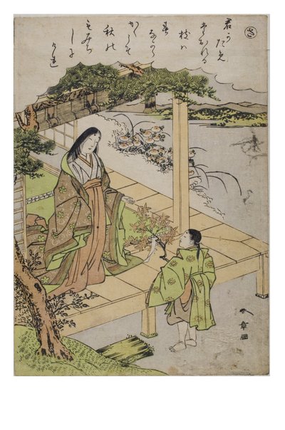 Tavu - Sa sarjasta Tales of Ise muodikkailla brokadiprinteillä, n. 1770-1773 (puupalikka paperilla) tekijältä Katsukawa Shunsho