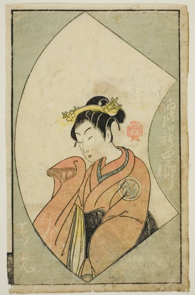 Näyttelijä Anegawa Shinshiro II elokuvasta "A Picture Book of Stage Fans (Ehon butai ogi)" tekijältä Katsukawa Shunsho