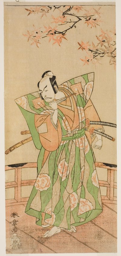 The Actor Ichikawa Danjuro V as Momonoi Wakasanosuke Yasuchika (?) in the Play Kanadehon Chushingura (?), Performed at the Nakamura Theater (?) in the Fifth Month, 1771 (?) tekijältä Katsukawa Shunsho