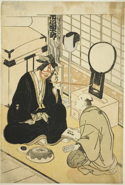 Näyttelijä Ichikawa Danjuro V pukuhuoneessaan tekijältä Katsukawa Shunsho