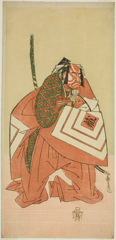 Näyttelijä Ichikawa Danzo III Sanada no Yoichina (?) näytelmässä Sanada no Yoichi Banjaku no Iezuto (?), joka esitettiin Morita-teatterissa (?) yhdestoista kuukaudessa, 1767 (?) tekijältä Katsukawa Shunsho