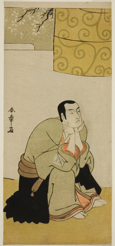 Näyttelijä Ichikawa Monnosuke II buddhalaisena munkina näytelmässä Edo no Hana Mimasu Soga, joka esitettiin Nakamura-teatterissa neljännessä kuukaudessa, 1783 tekijältä Katsukawa Shunsho