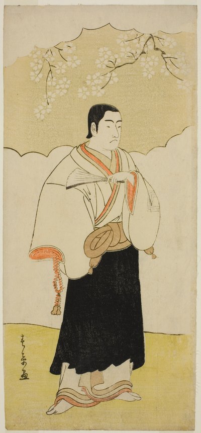 Ichikawa Monnosuke II munkki Renseibon roolissa näytelmässä Hatsumombi Kuruwa Soga, joka esitettiin Nakamura-teatterissa kolmantena kuukautena, tekijältä Katsukawa Shunsho
