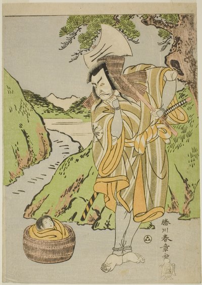 Näyttelijä Matsumoto Koshiro II Osada no Taro Kagemunena Punhakkaajaksi naamioitunut Gankutsu no Gorozo näytelmän Nue no Mori Ichiyo no Mato (Nue-hirviön metsä: Yhdennentoista kuukauden kohde) neljässä (?) näytöksessä. Nakamura-teatteri edestakaisin tekijältä Katsukawa Shunsho