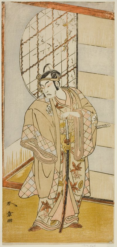 Näyttelijä Matsumoto Koshiro IV Matsuo-maruna näytelmässä Sugawara Denju Tenarai Kagami, esitettiin Nakamura-teatterissa yhdeksännessä kuussa, 1773 tekijältä Katsukawa Shunsho