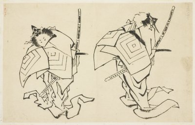 Danjuro V tai VI, Kabuki-näyttelijä, Arigotossa Rooli (kaksi tutkimusta), n. 1815-1849 (muste paperille) tekijältä Katsushika (school of) Hokusai