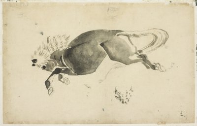Juokseva hevonen, n. 1815-1849 (muste paperille) tekijältä Katsushika (school of) Hokusai