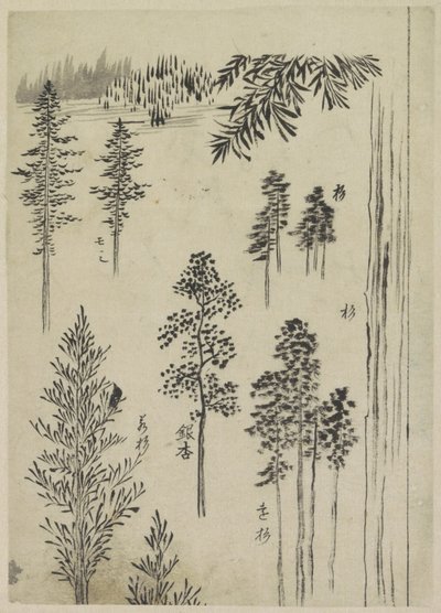 Maisema puiden kanssa tekijältä Katsushika Hokusai (possibly)