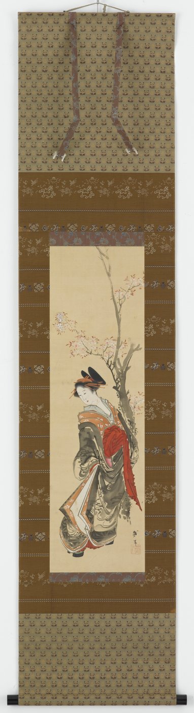 Kurtesaani kirsikkapuun alla, 1700-luvun loppu - 1800-luvun alku. tekijältä Katsushika Hokusai