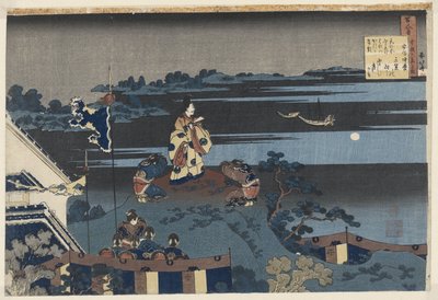 Abe no Nakamaro katsoo kuuta Abe no Nakamaro (otsikko esineessä) Jokaisen 100 runoilijan runoja, märkähoitaja selittää. (sarjan nimi) Hyakunin isshu uba ga etoki (sarjan nimi esineessä) tekijältä Katsushika Hokusai