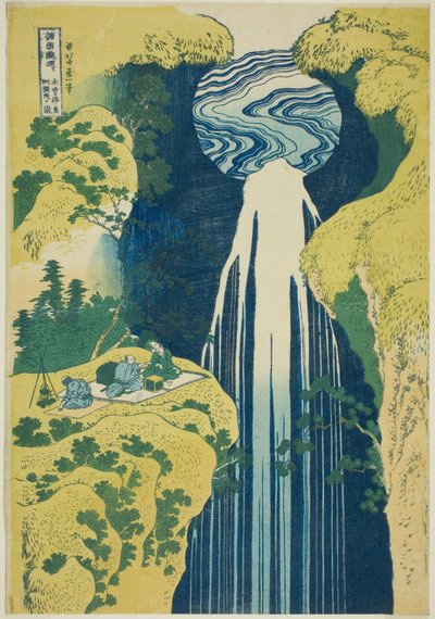 Amida Falls in the Reaches of the Kisokaido (Kisoji no oku Amidagataki), sarjasta "Kierto vesiputouksilla eri provinsseissa (Shokoku taki meguri)" tekijältä Katsushika Hokusai