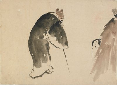 Mustaan kaapuun pukeutunut vanha hiiri, 1700-luvun loppu - 1800-luvun alku. tekijältä Katsushika Hokusai