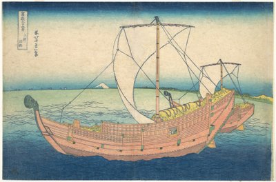 Kazusan edustalla merellä (Kazusa no kairo), sarjasta ”36 näkymää Fuji-vuorelta” (Fugaku sanjūrokkei) tekijältä Katsushika Hokusai