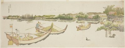Veneitä, jotka kuljettavat riisiä Sumida-joella tekijältä Katsushika Hokusai