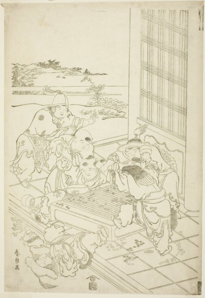 Kiinalaiset ja tataripojat riitelevät Game of Gosta tekijältä Katsushika Hokusai