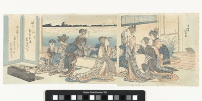 Kurtisaanit katsomassa syksyn kuuta tekijältä Katsushika Hokusai