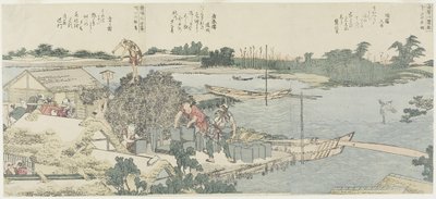 Nosturi- ja mäntykenttä Shiraigessa, Taya Hashibassa, 1775-1849 tekijältä Katsushika Hokusai