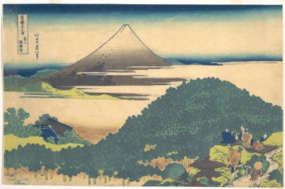 ”Aoyaman tyynymänty” (Aoyama enza no matsu), sarjasta ”36 näkymää Fuji-vuoresta” (Fugaku sanjūrokkei) tekijältä Katsushika Hokusai