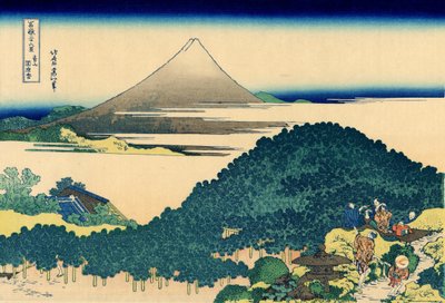 Tyynymänty Aoyamassa, Edossa, n. 1830 (puupainatus) tekijältä Katsushika Hokusai