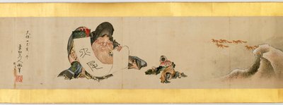 Yksityiskohta käsirullasta erilaisilla kuvilla, Edo-kausi, 1839 muste ja väri paperille tekijältä Katsushika Hokusai