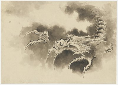 Pilvistä nouseva lohikäärme, Edo-kausi (muste paperille) tekijältä Katsushika Hokusai