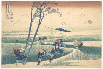 Ejiri Surugan maakunnassa (Sunshū Ejiri), sarjasta ”36 näkymää Fuji-vuorelta” (Fugaku sanjūrokkei) tekijältä Katsushika Hokusai