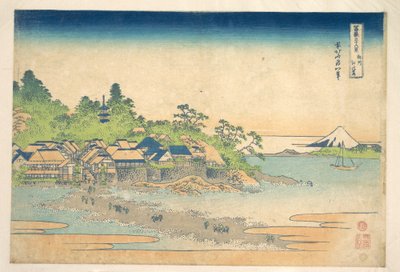 Enoshima Sagamin maakunnassa (Sōshū Enoshima), sarjasta ”Fuji-vuoren 36 näkymää” (Fugaku sanjūrokkei) tekijältä Katsushika Hokusai