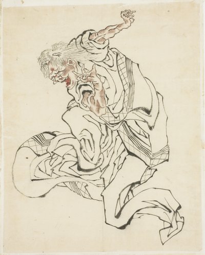 Naaras Oni (kuvitus kansansatuun), n. 1815-49 (muste ja väri paperille) tekijältä Katsushika Hokusai