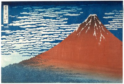 ”Hyvä tuuli, kirkas sää”, sarjasta ”36 näkymää Fuji-vuorelta” tekijältä Katsushika Hokusai