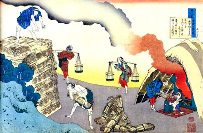 Sarjasta Sata runoa sadalta runoilijalta: Fujiwara no Teika, c1830. tekijältä Katsushika Hokusai