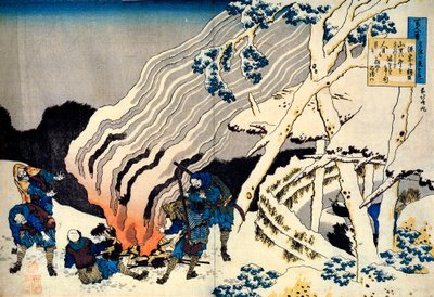 Sarjasta Sata runoa sadalta runoilijalta: Minamoto no Muneyuki, c1830. tekijältä Katsushika Hokusai