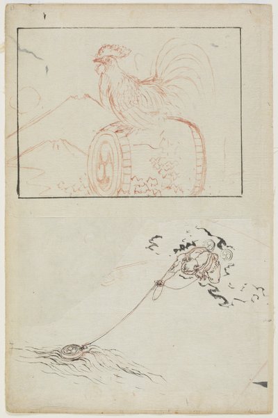 Ukkosenjumala ja hänen rumpunsa tekijältä Katsushika Hokusai