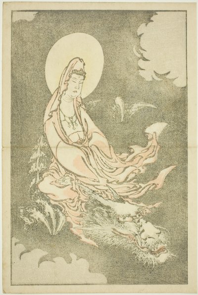 Jumalatar ratsastaa lohikäärmeellä, Hokusain realististen maalausten kuvakirjasta (Hokusai shashin gafu) tekijältä Katsushika Hokusai