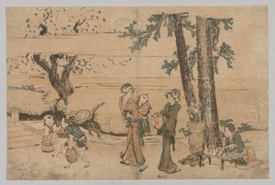 Figuuriryhmä lähellä puroa tekijältä Katsushika Hokusai