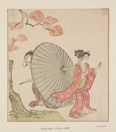 Piilota ja etsi (värillinen puupalikkaprintti) tekijältä Katsushika Hokusai