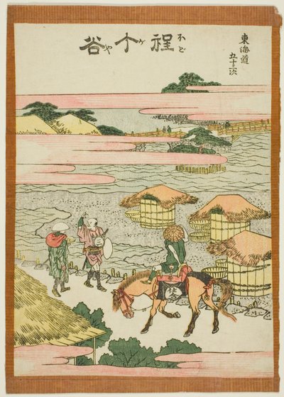 Hodogaya, sarjasta "Fifty-three Stations of the Tokaido (Tokaido gojusan tsugi)" tekijältä Katsushika Hokusai