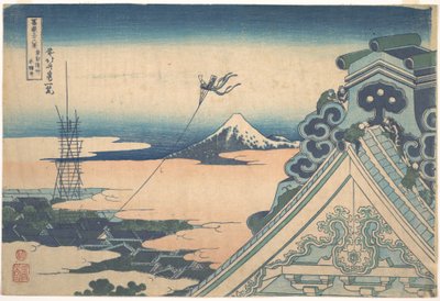 Honganji Asakusassa Edossa (Tōto Asakusa Honganji), sarjasta ”36 näkymää Fuji-vuorelta” (Fugaku sanjūrokkei) tekijältä Katsushika Hokusai