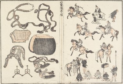Ratsastajat ja valjaat, 1817 tekijältä Katsushika Hokusai